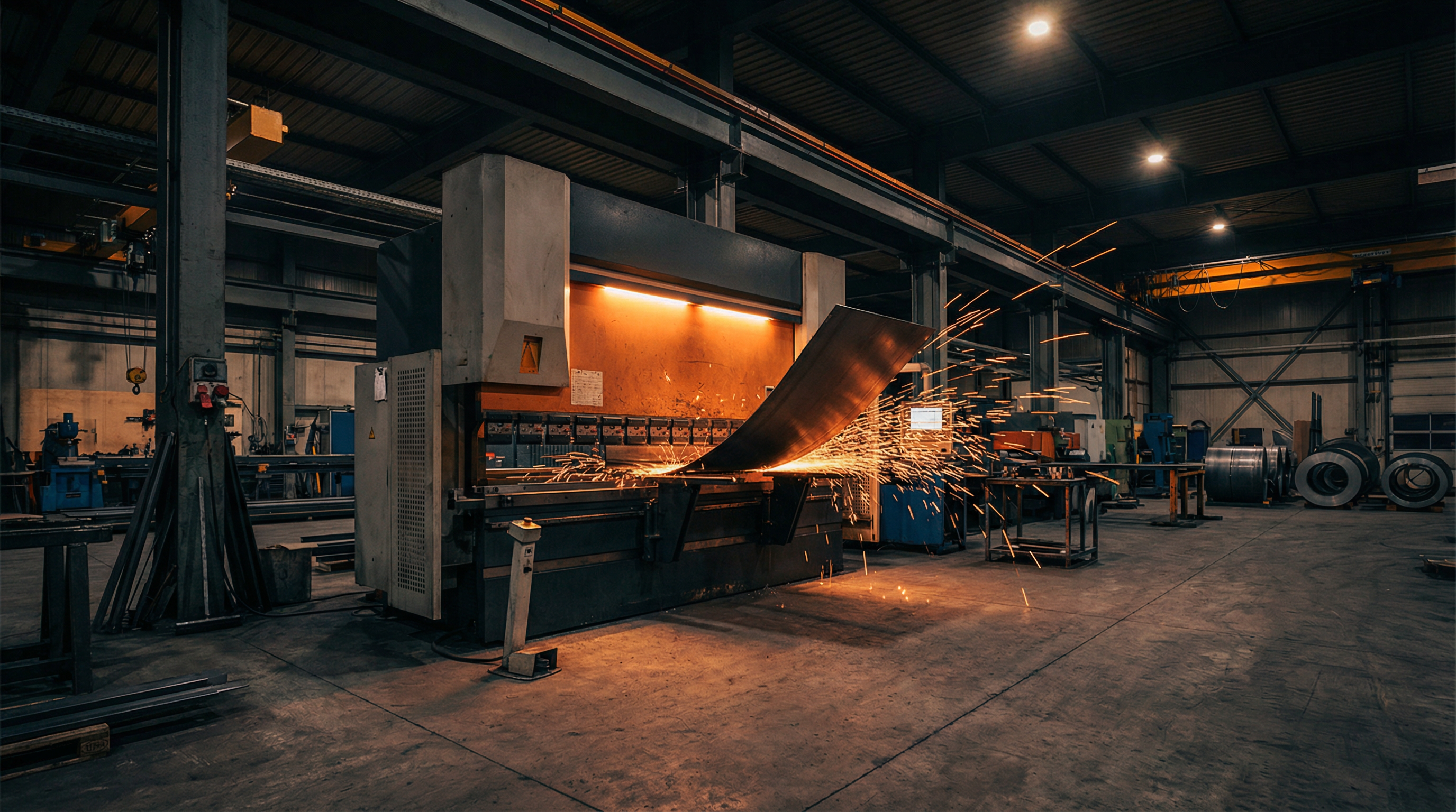 Press brake machine in action